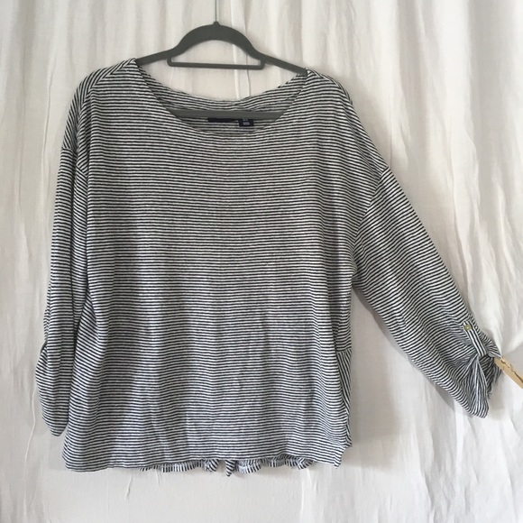 Adrienne Vittadini Linen Striped Long 